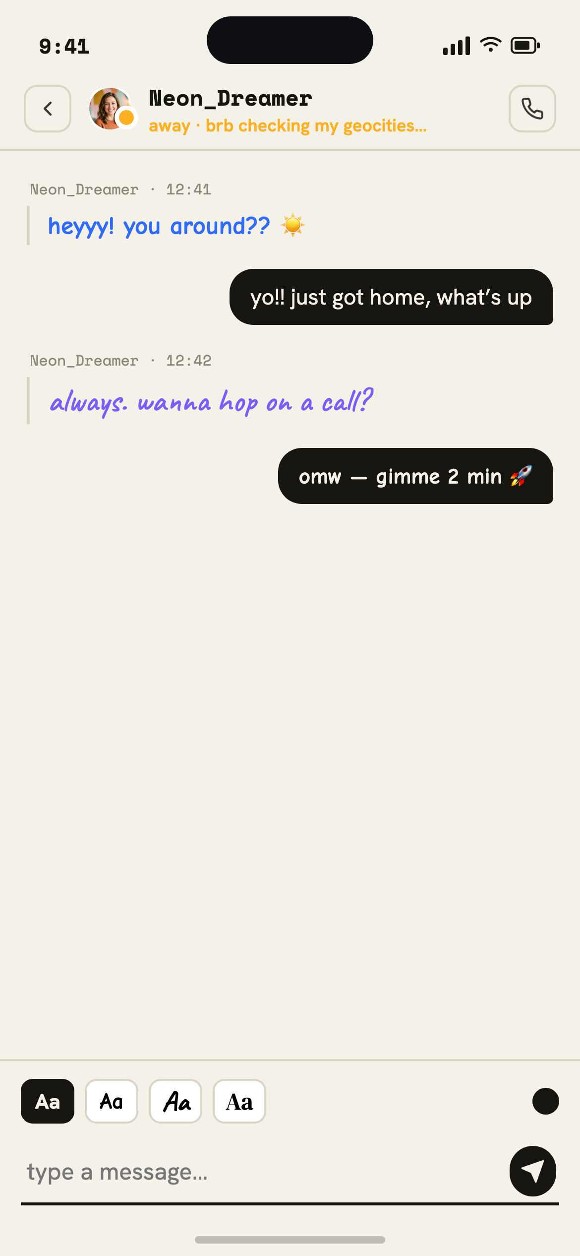 IM, then jump to a call